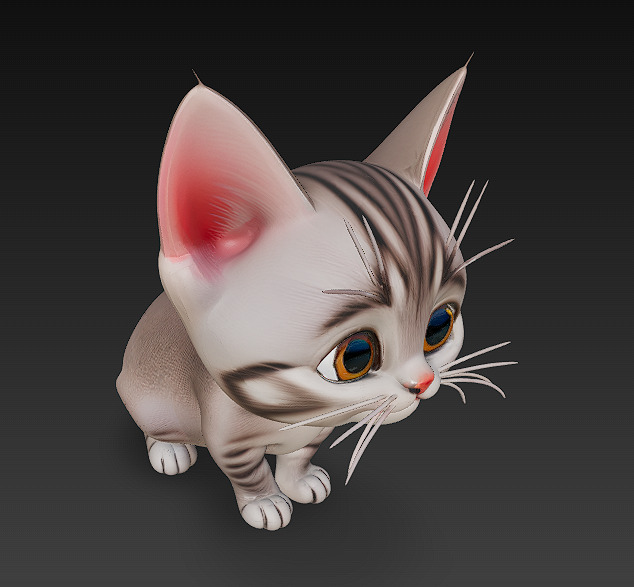 Cat Kitten Realistic 3D Model Basic - Low Poly Realistic Low-poly 3D model_3