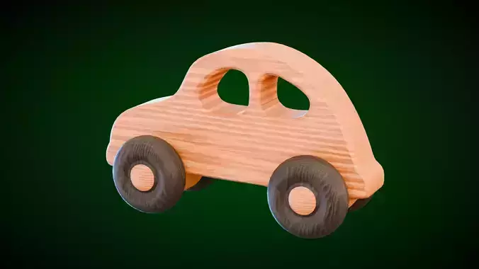 Wooden 1930s Car  Low-poly 3D model
