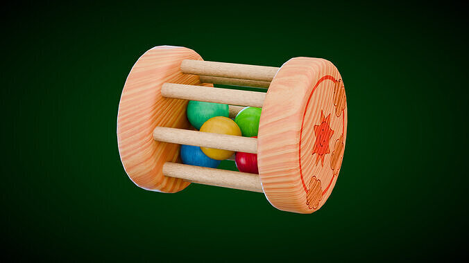 Wooden Rattle Low-poly 3D model