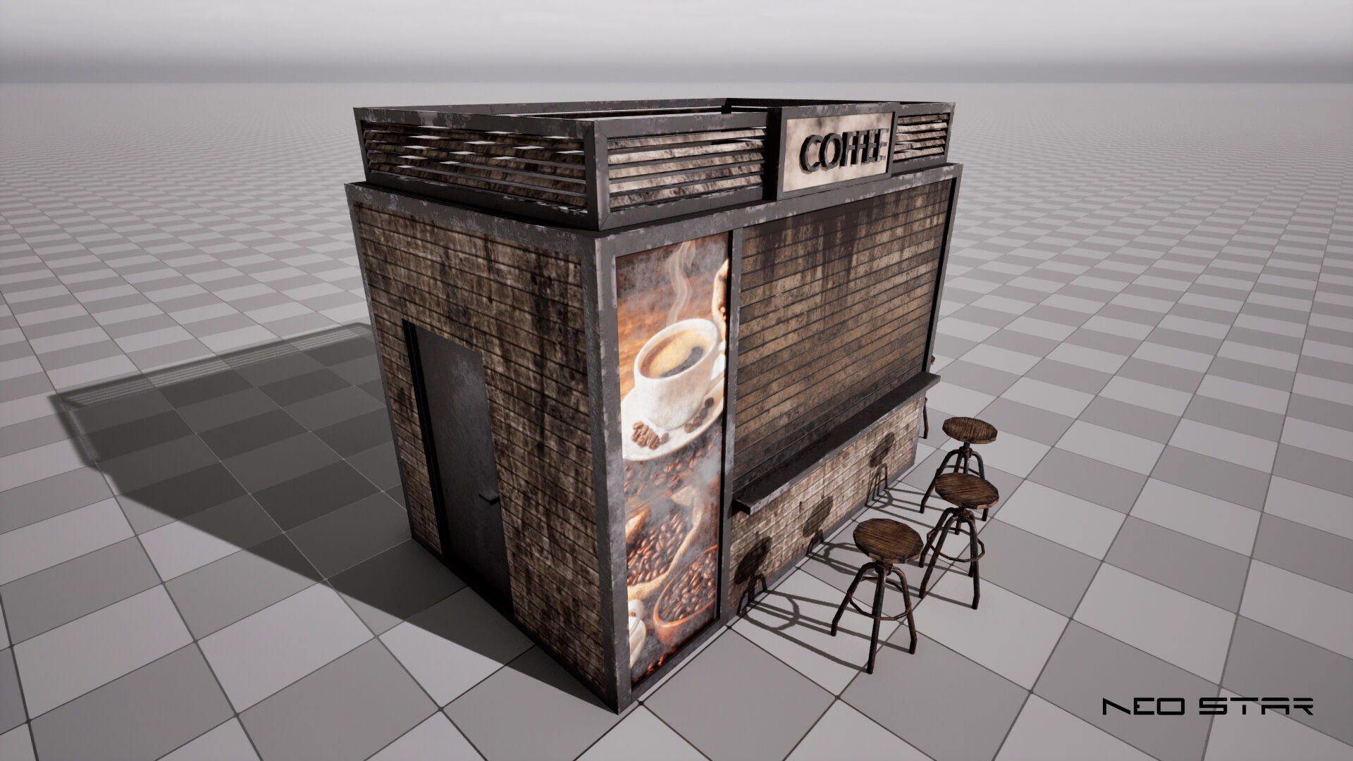 Post Apocalyptic Food Stalls Low-poly 3D model_11