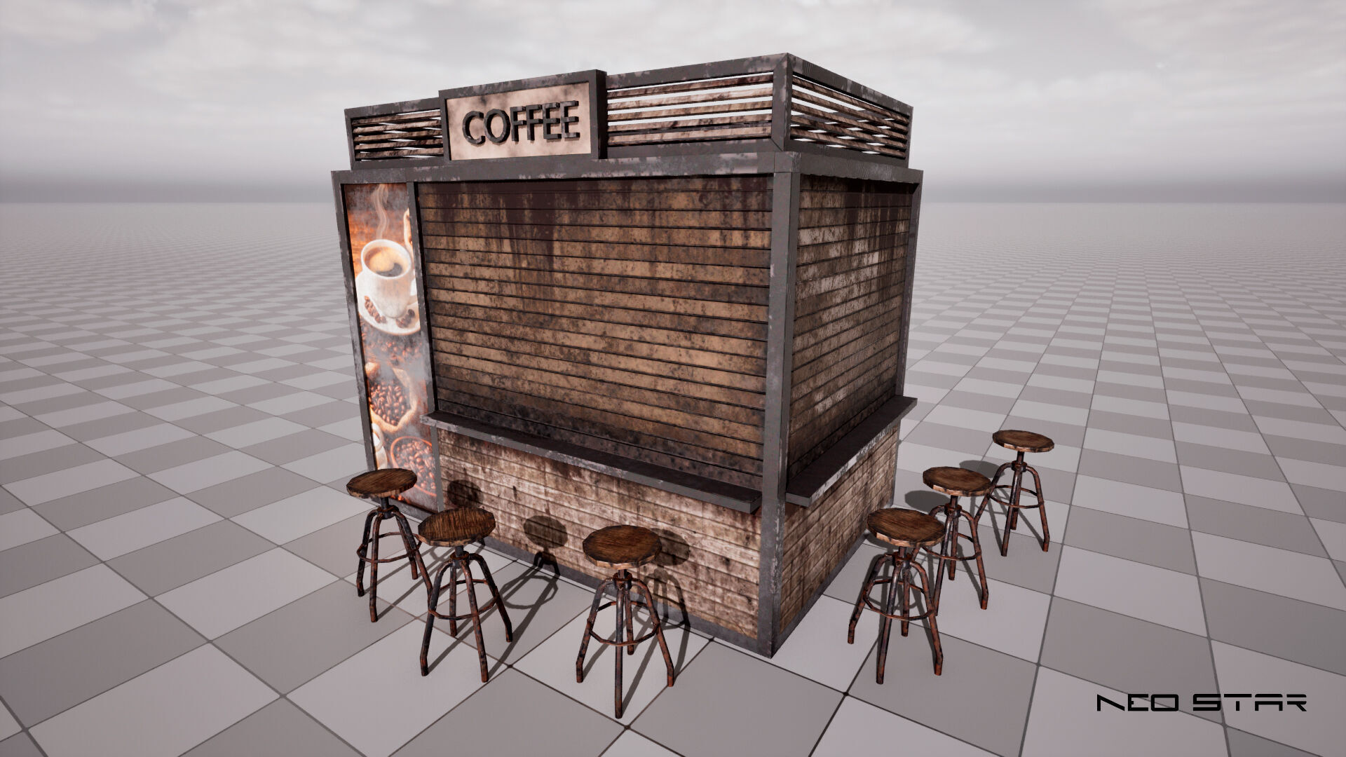 Post Apocalyptic Food Stalls Low-poly 3D model_10