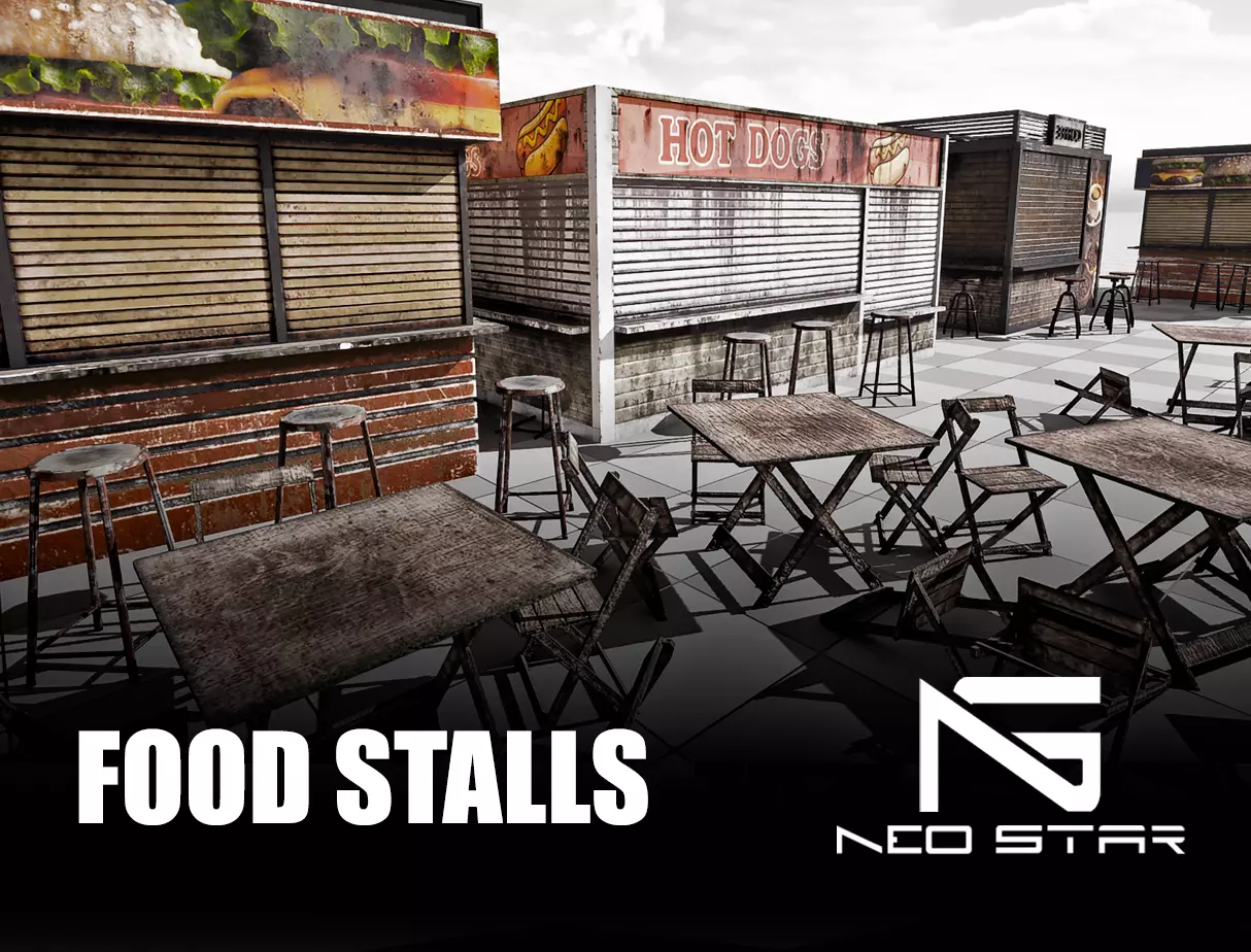 Post Apocalyptic Food Stalls Low-poly 3D model_0