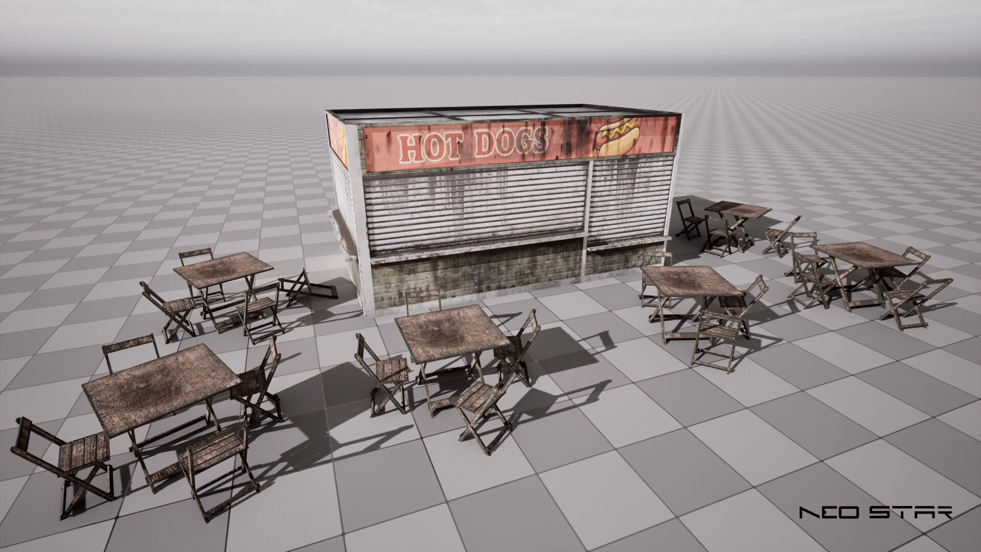 Post Apocalyptic Food Stalls Low-poly 3D model_7