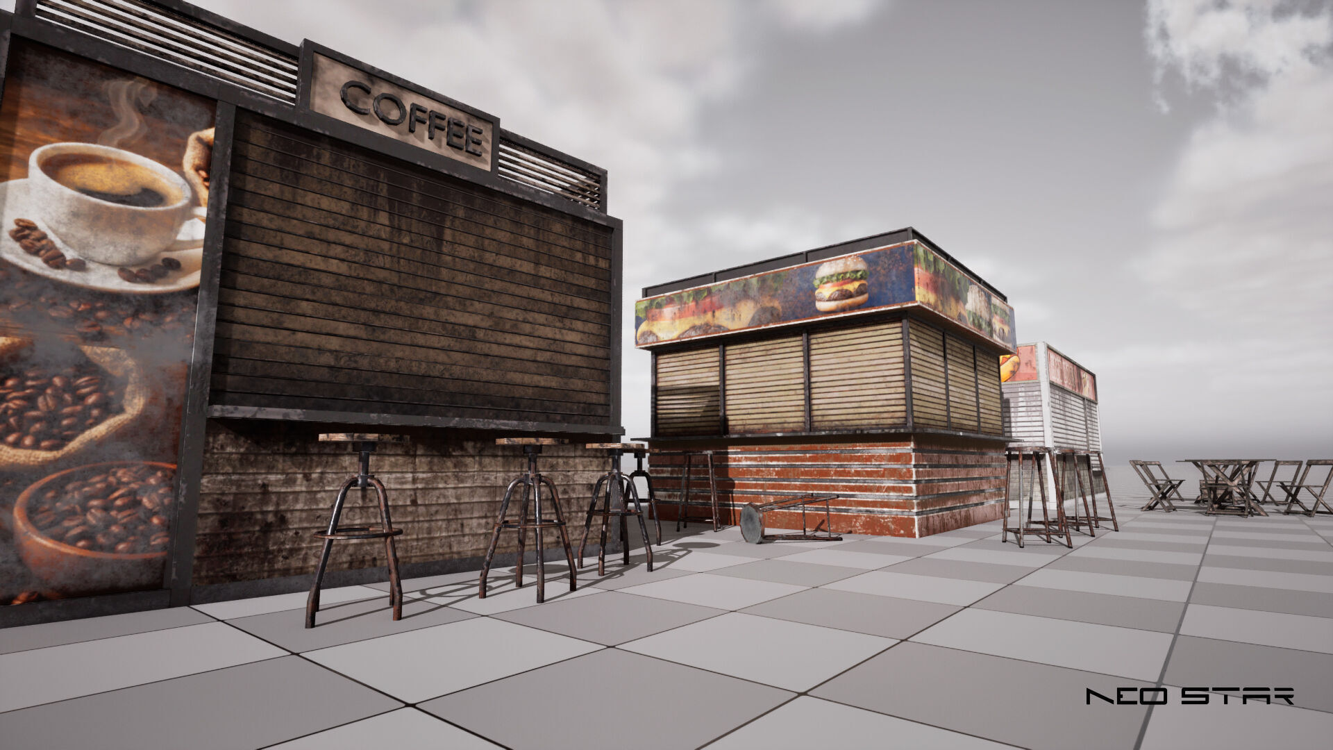 Post Apocalyptic Food Stalls Low-poly 3D model_12