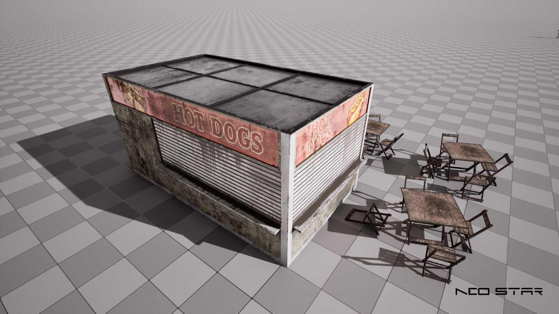 Post Apocalyptic Food Stalls Low-poly 3D model_8