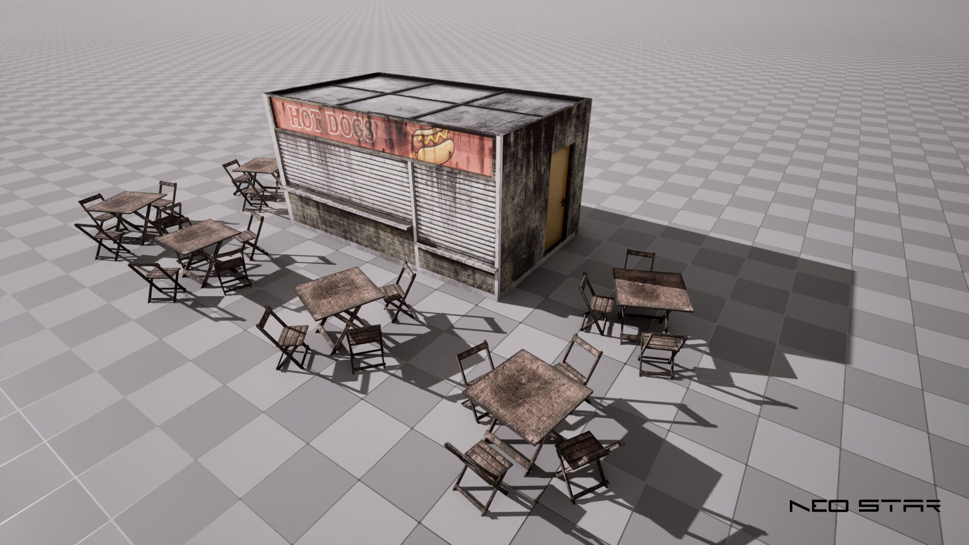 Post Apocalyptic Food Stalls Low-poly 3D model_6