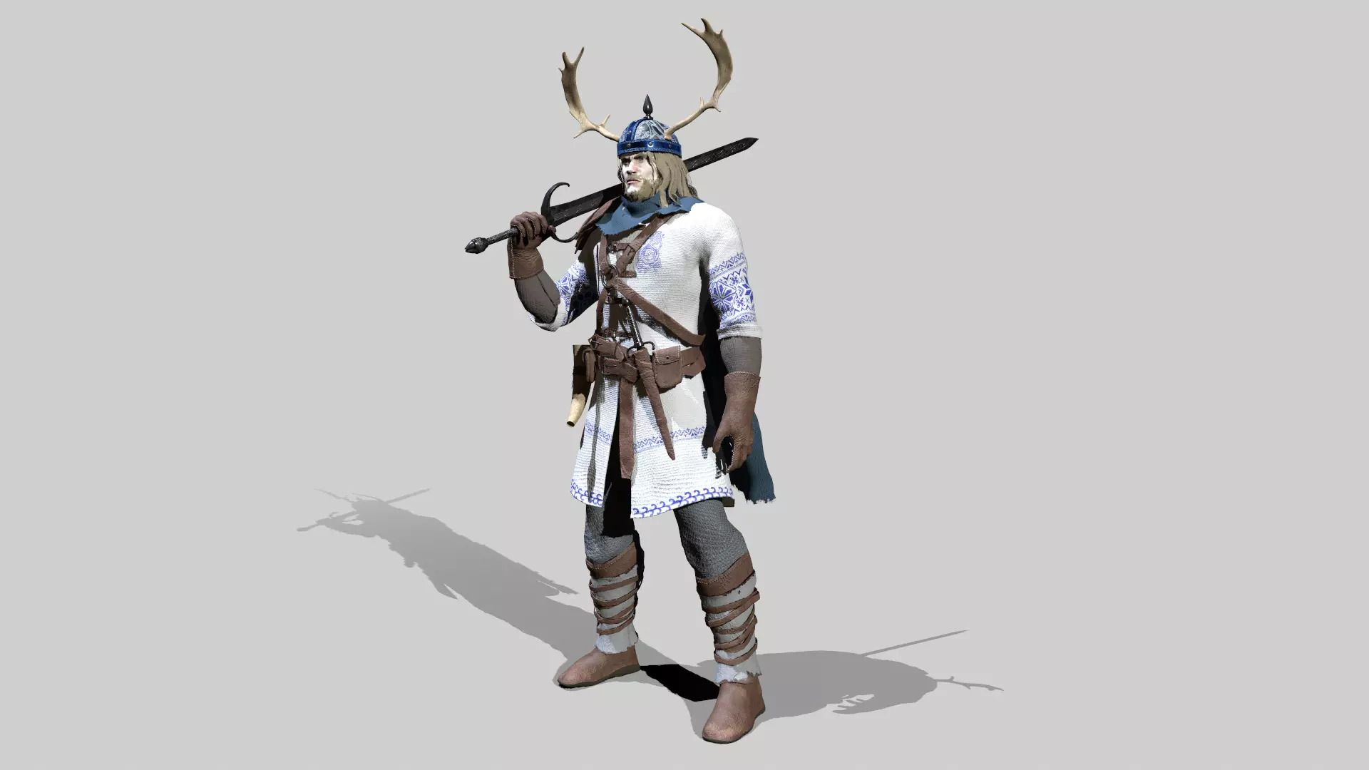 Nordic Warrior Low-poly 3D model_0