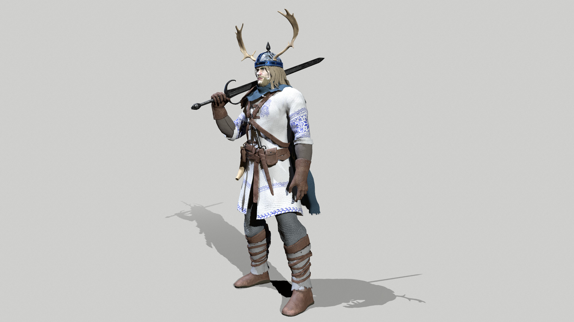 Nordic Warrior Low-poly 3D model_3