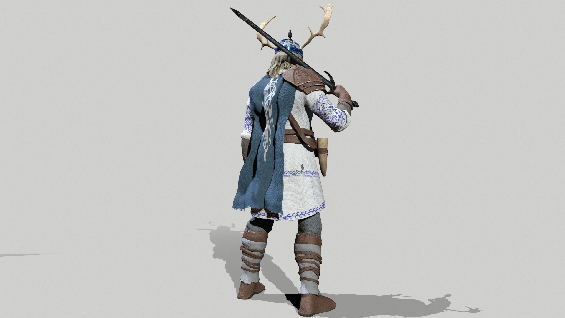 Nordic Warrior Low-poly 3D model_7