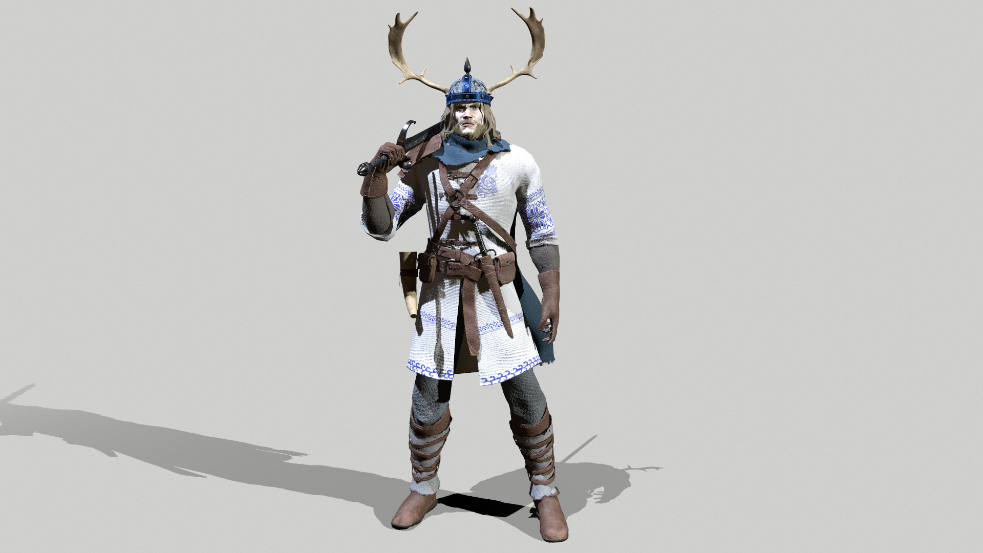 Nordic Warrior Low-poly 3D model_2