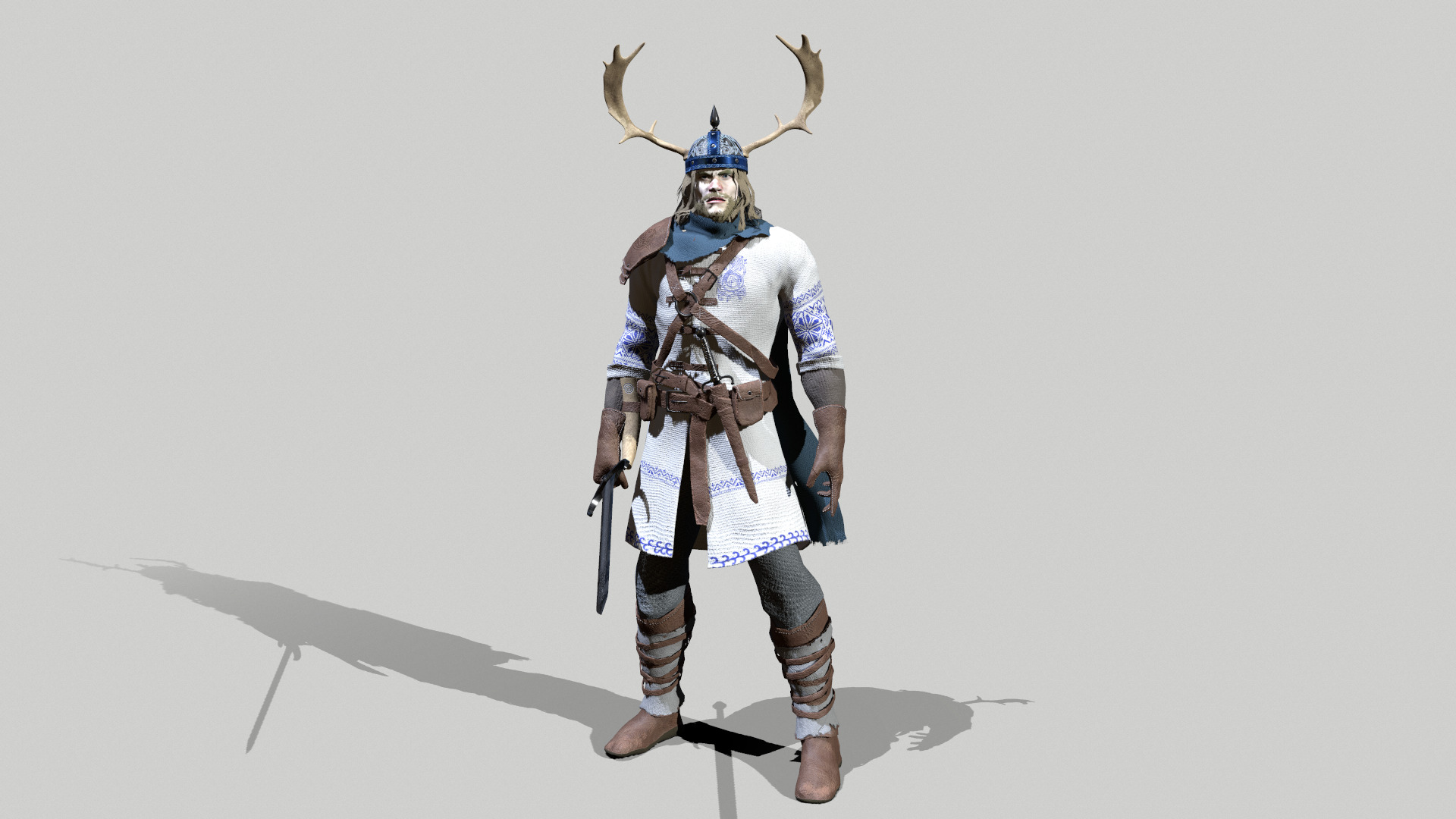 Nordic Warrior Low-poly 3D model_13