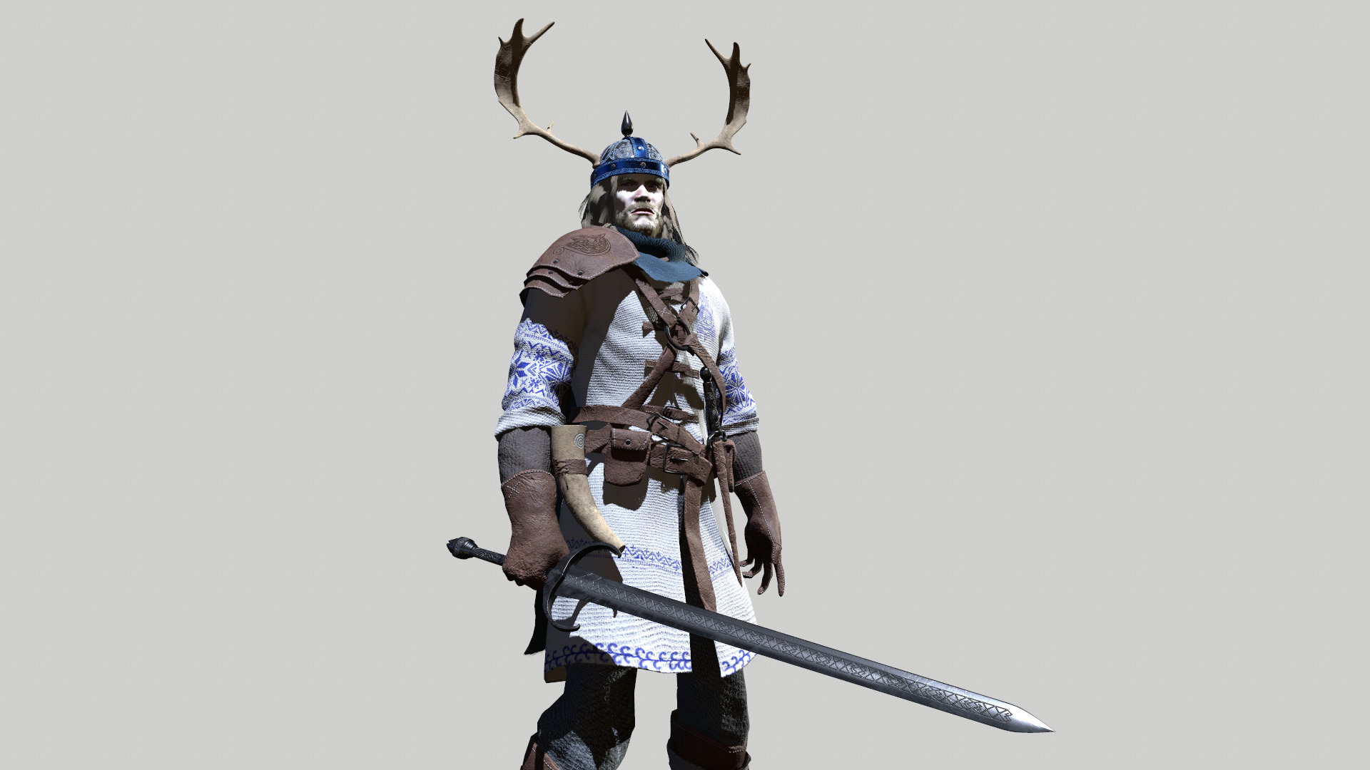Nordic Warrior Low-poly 3D model_9