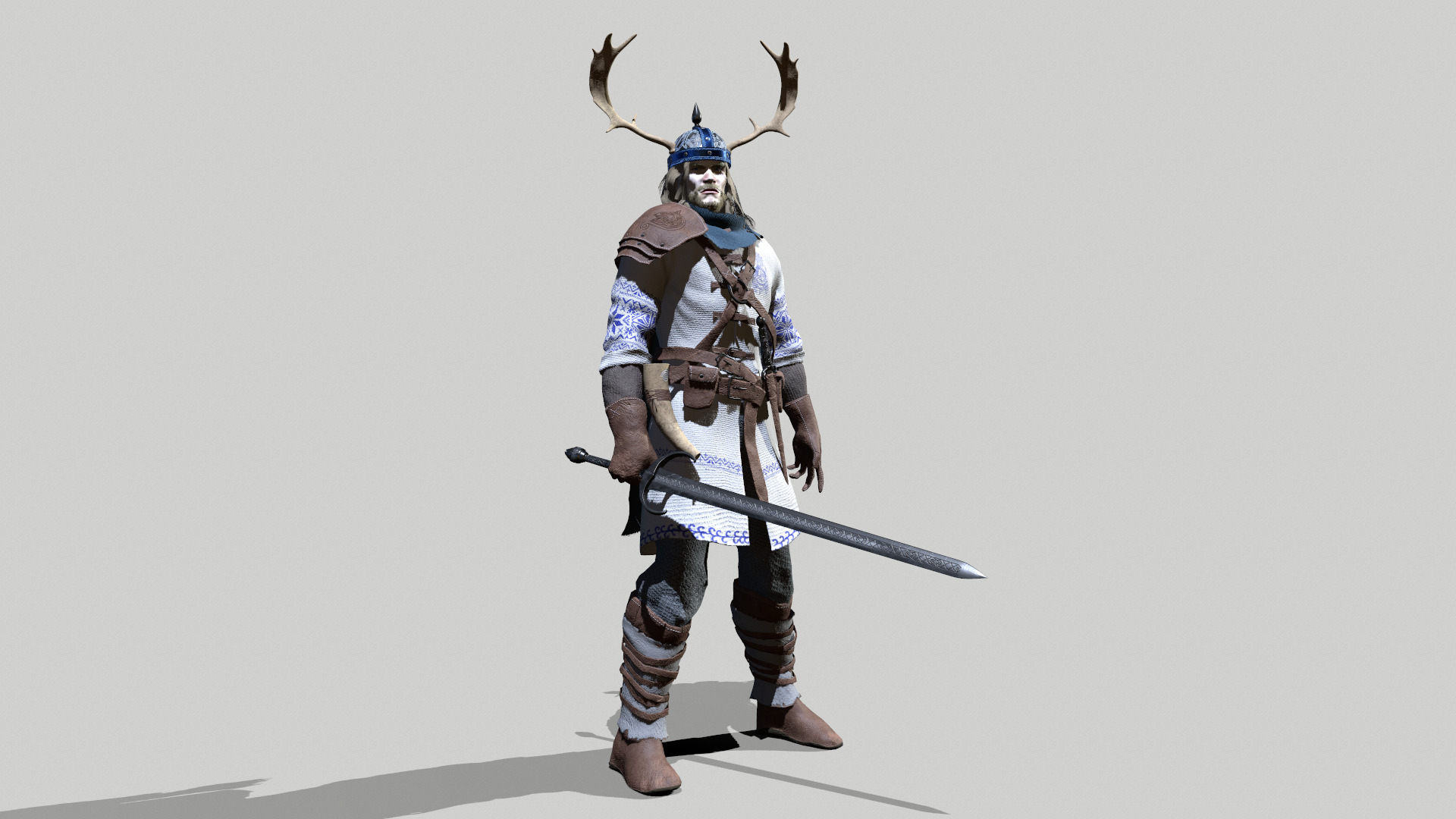 Nordic Warrior Low-poly 3D model_4