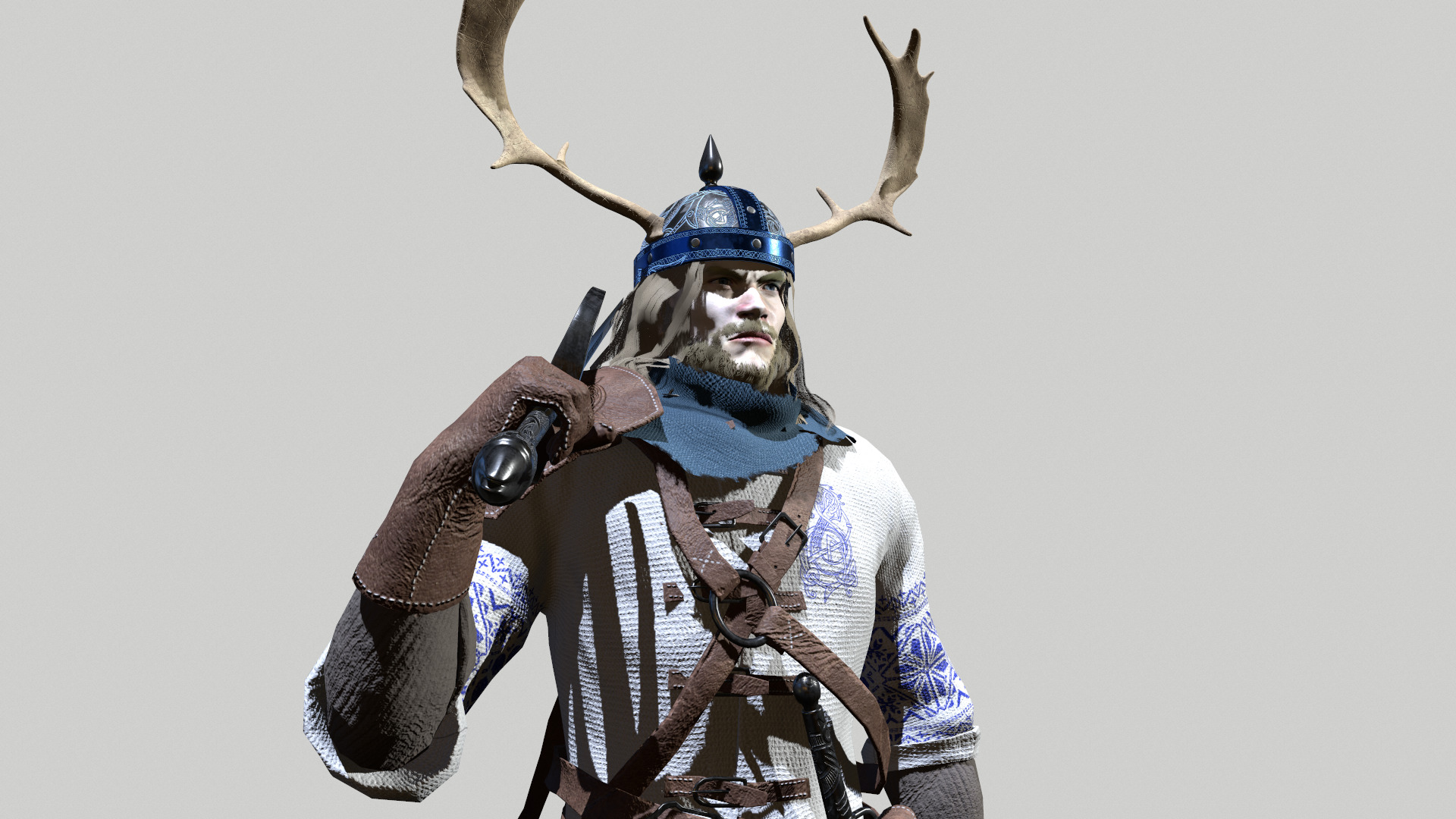 Nordic Warrior Low-poly 3D model_5