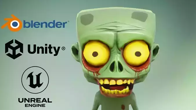 Stylized Zombie Cartoon Game Character Low-poly 3D model