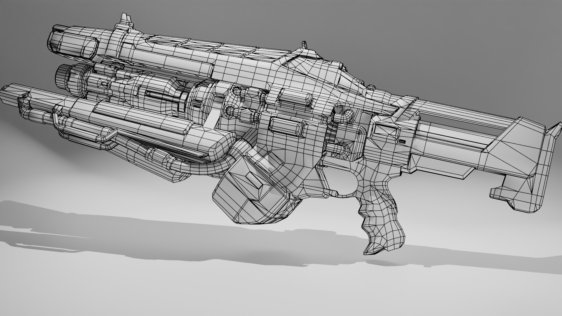 Sci-fi gun  Low-poly 3D model_5