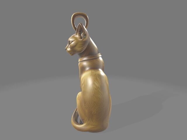 Egyptian Cat Gold Pendant 3D print model_3