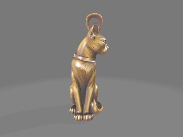 Egyptian Cat Gold Pendant 3D print model_6