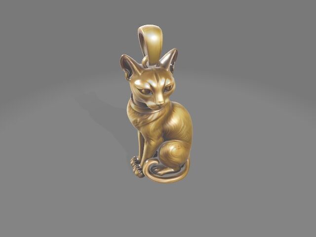 Egyptian Cat Gold Pendant 3D print model_8