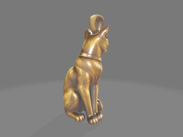 Egyptian Cat Gold Pendant 3D print model_5