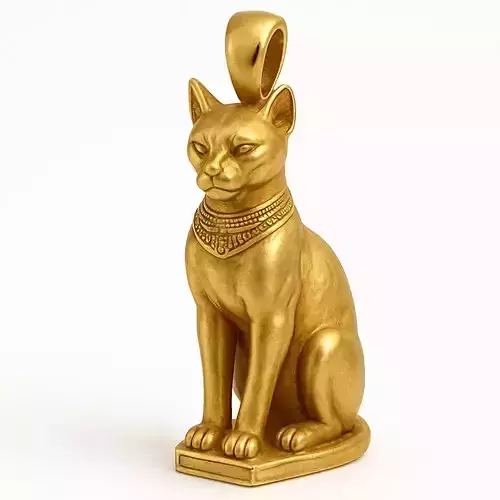 Egyptian Cat Gold Pendant