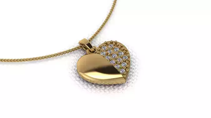 A pendant made in the shape of a heart