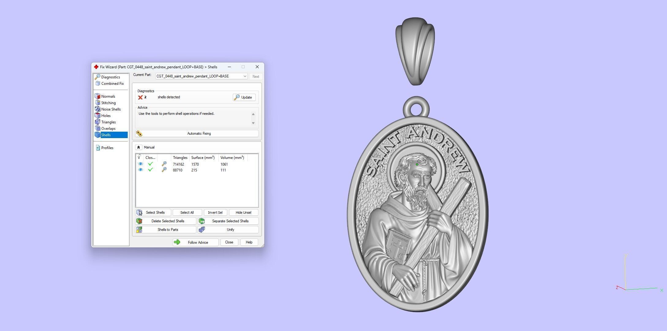 Saint Andrew Apostle with Book and Cross Medal Pendant 3D print model_14