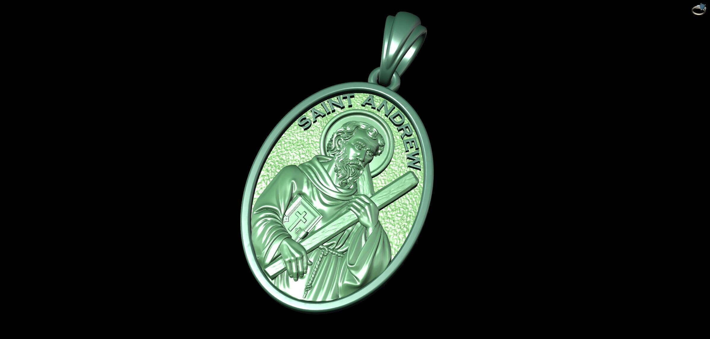 Saint Andrew Apostle with Book and Cross Medal Pendant 3D print model_11