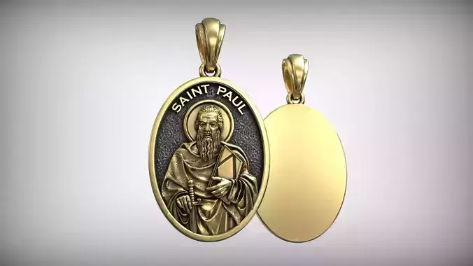 Saint Apostle Paul with Book and Sword Christian Medallion 3D print model