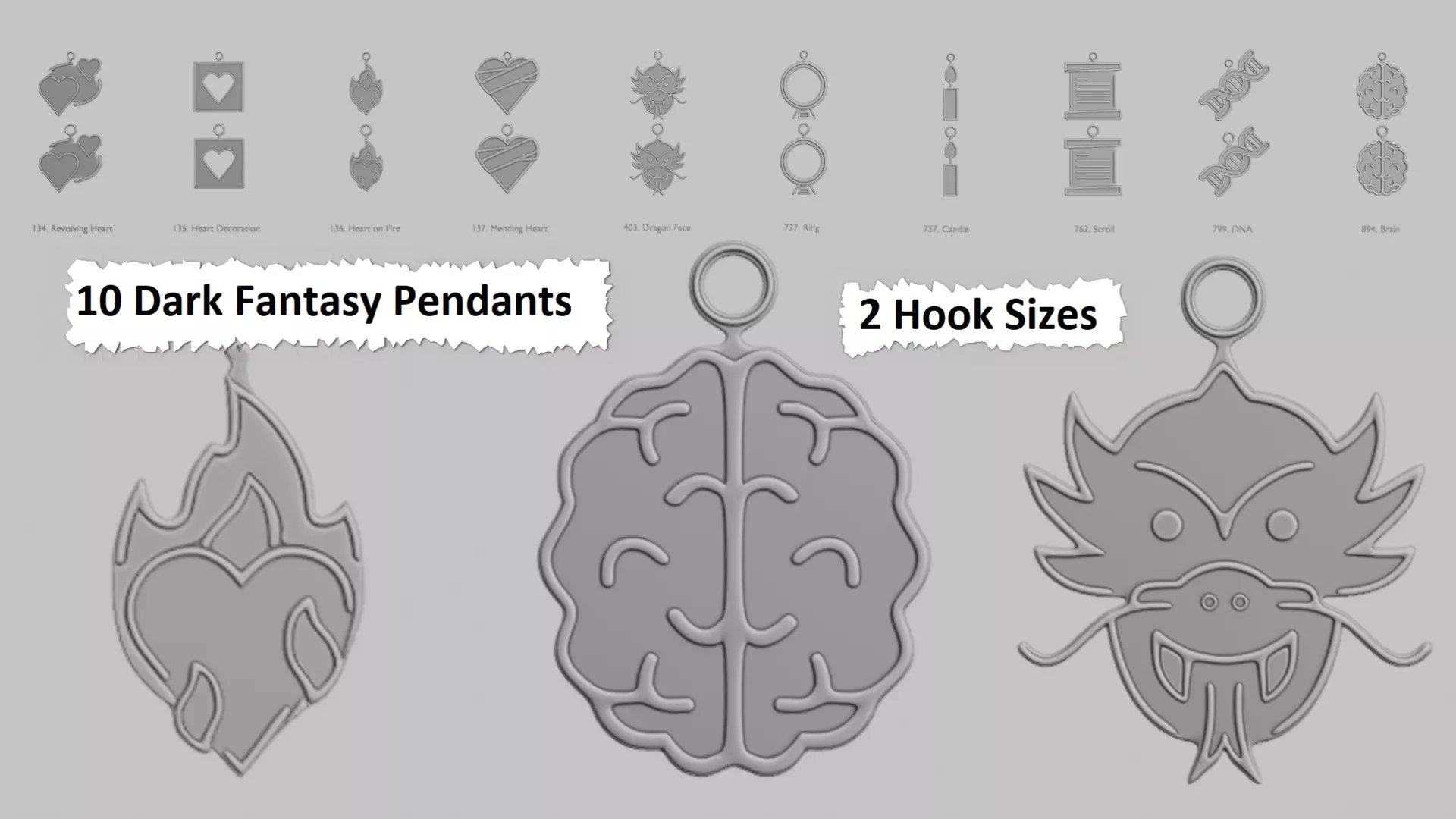 Dark Fantasy Mini Pendant Set 3D print model