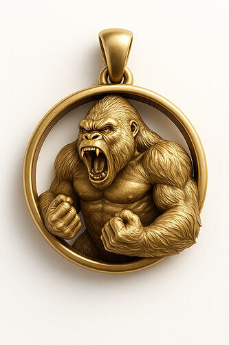 Fury Gorilla Pendant  Power in Gold 3D print model