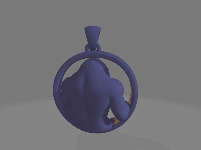 Fury Gorilla Pendant  Power in Gold 3D print model_4