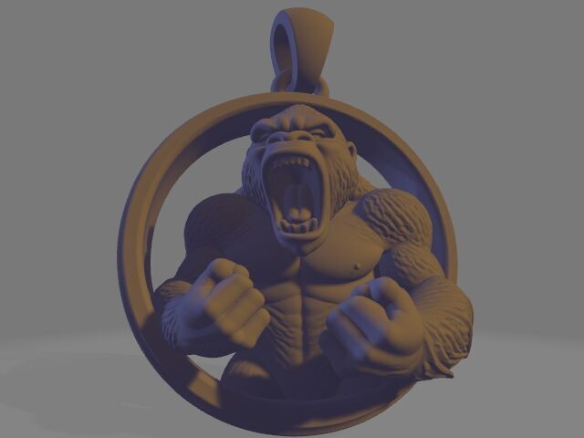 Fury Gorilla Pendant  Power in Gold 3D print model_8