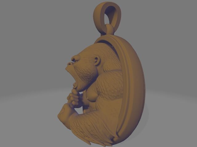 Fury Gorilla Pendant  Power in Gold 3D print model_3