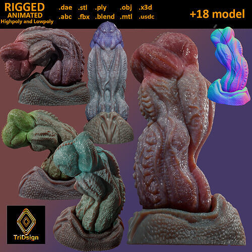Dragon King Penis Rigged Low-poly 3D model