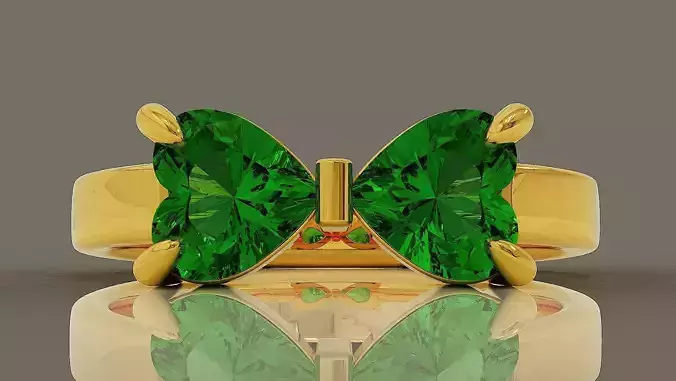 Fashion bow tie diamond ring with heart shape diamonds