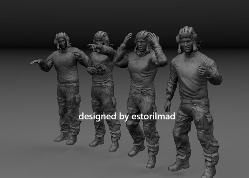 PACK OF 4 RUSSIAN T-72 TANKER 3D print model_1