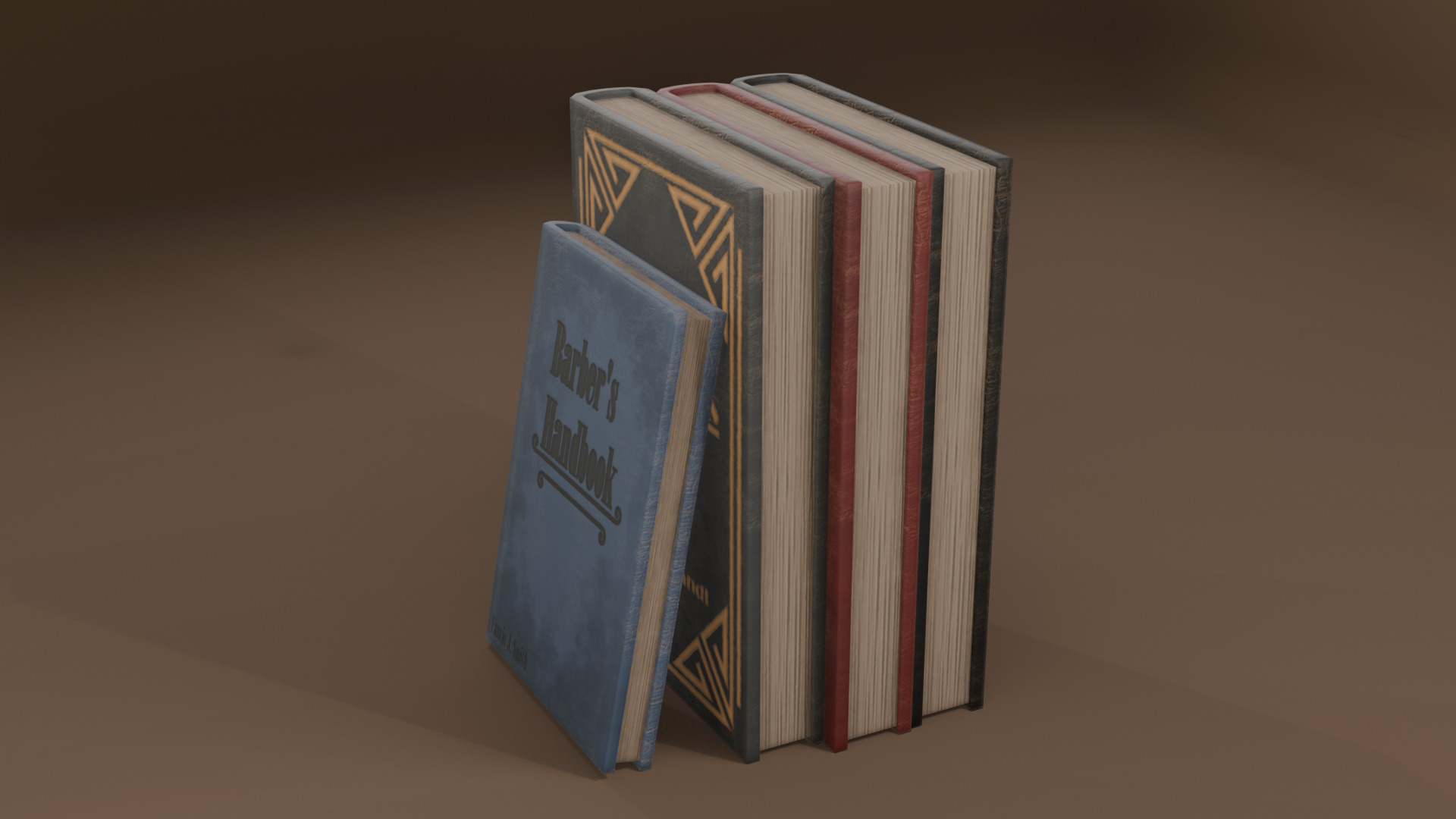 Old Book Set Low-poly 3D model_2