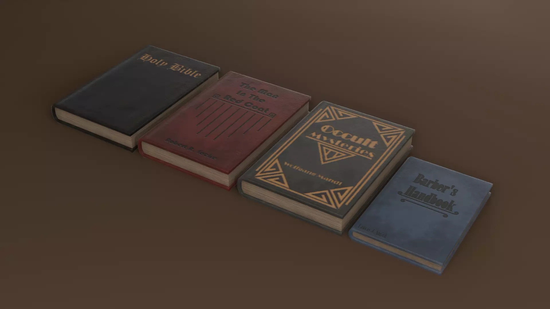 Old Book Set Low-poly 3D model_0