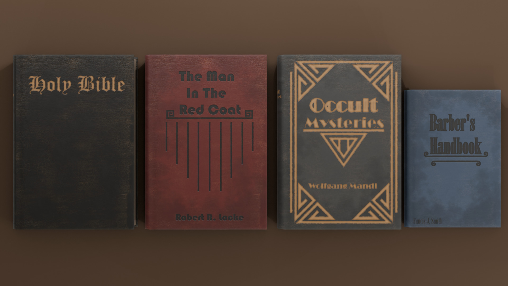 Old Book Set Low-poly 3D model_1