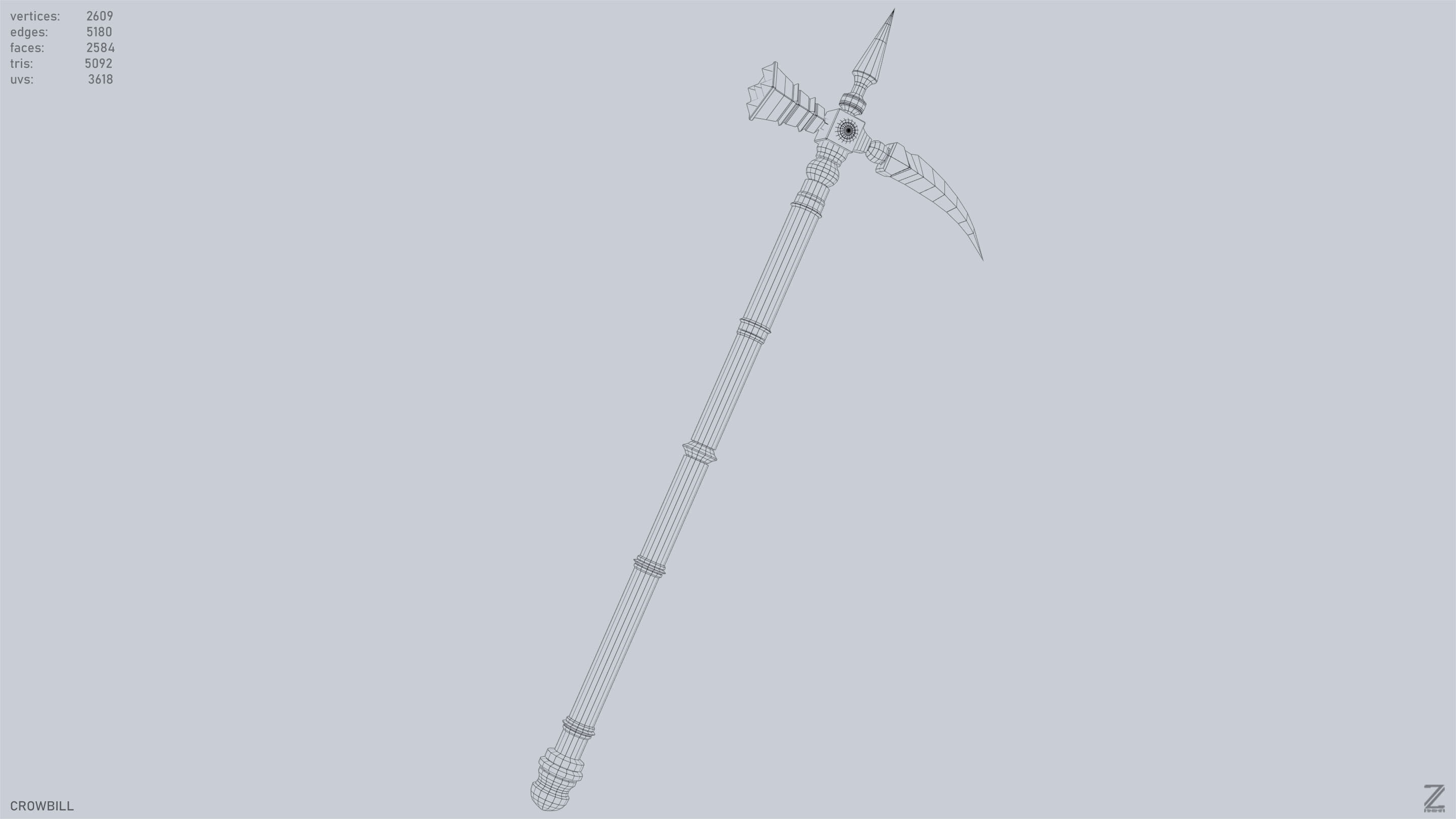 Crowbill Low-poly 3D model_12