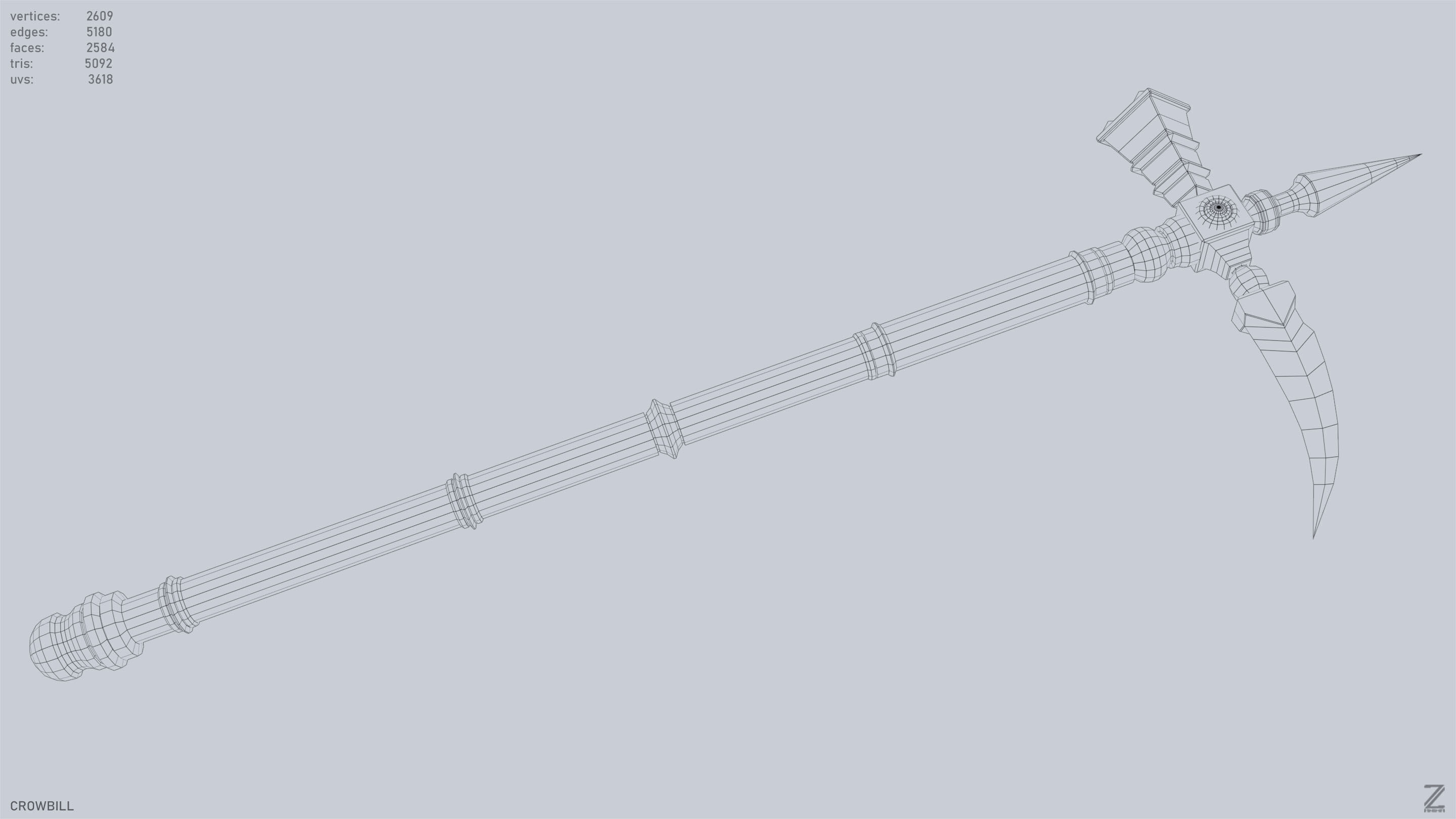 Crowbill Low-poly 3D model_13