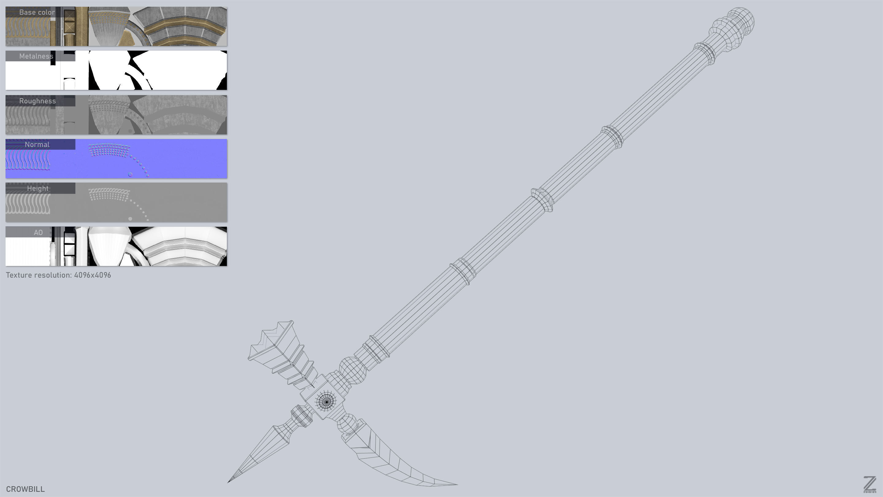 Crowbill Low-poly 3D model_3