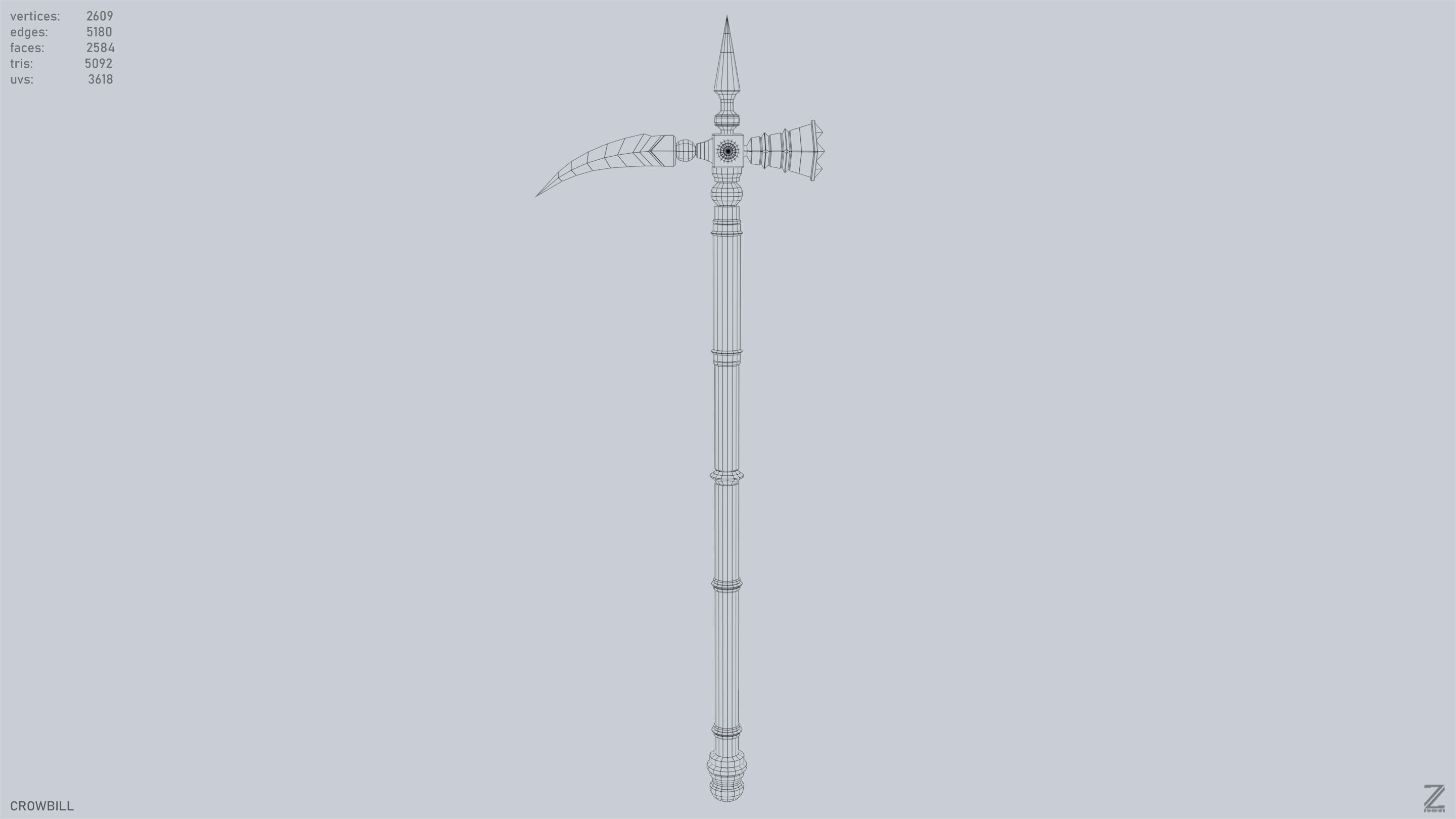 Crowbill Low-poly 3D model_9