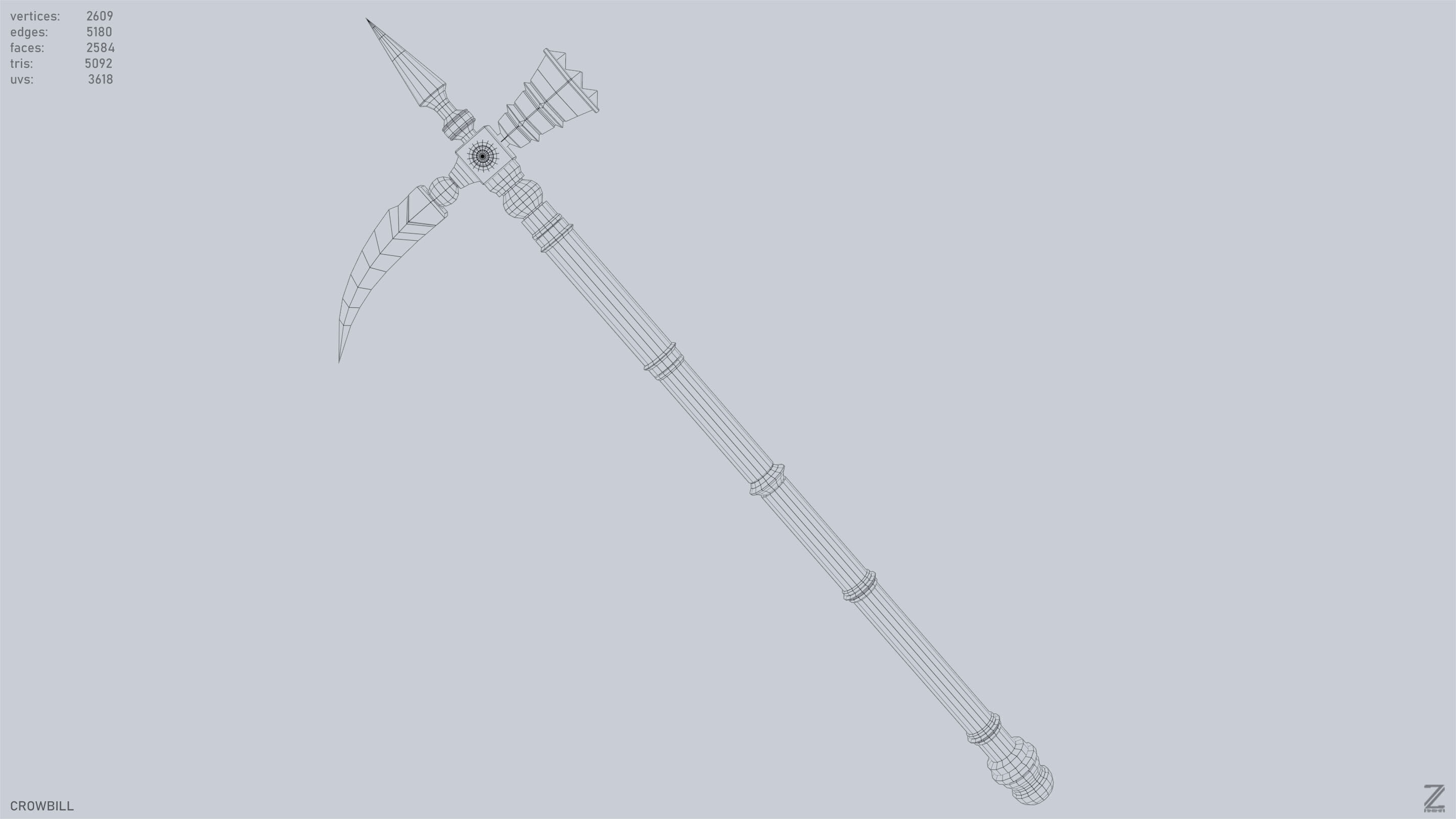 Crowbill Low-poly 3D model_10