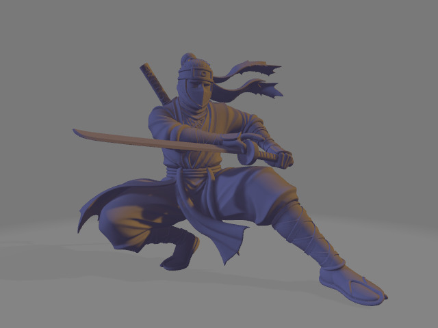 Anime Style Ninja Warrior Pose 3D print model_1
