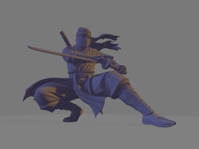 Anime Style Ninja Warrior Pose 3D print model_6