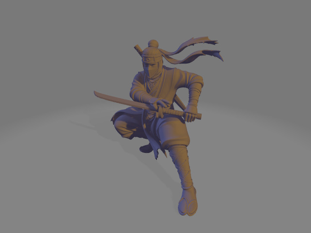 Anime Style Ninja Warrior Pose 3D print model_2