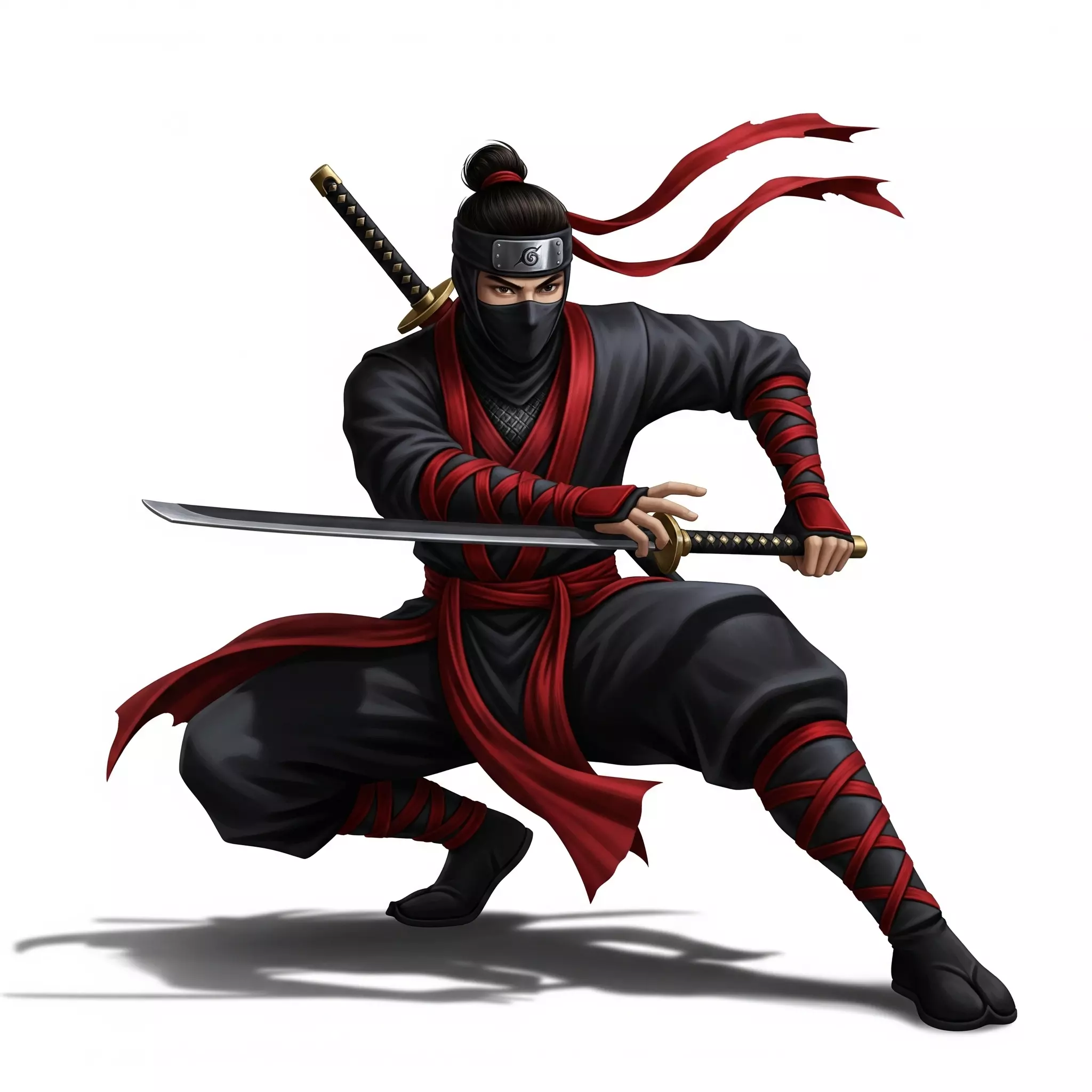 Anime Style Ninja Warrior Pose 3D print model_0