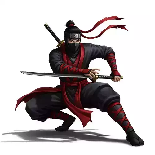 Anime Style Ninja Warrior Pose 3D print model Anime Style Ninja Warrior Pose 3D print model